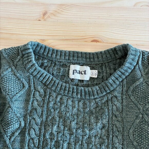 PACT | Green | Classic Cable Knit Sweater Dress | Size M Medium - Picture 2 of 7